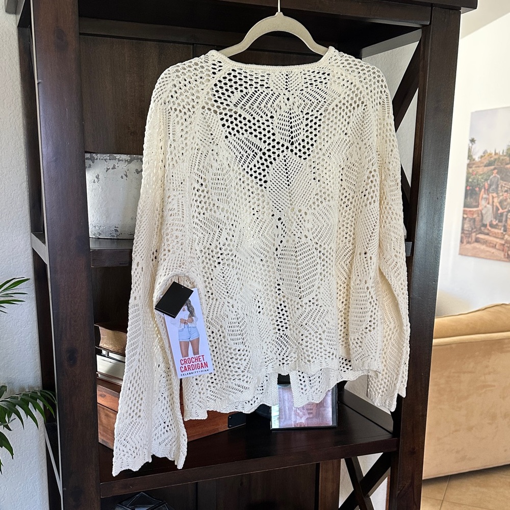 Boho Cream Crochet Bow Cardigan - Picture 6 of 11